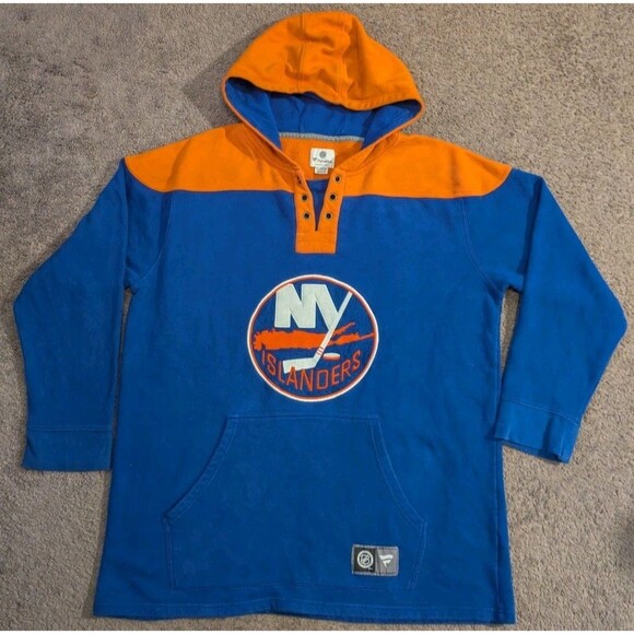 Fanatics NHL New York Islanders Hockey Drawtstring Hoodie Sweatshirt Men's 2XL - Picture 1 of 5